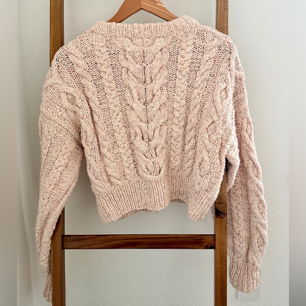 Doen Bee Pink Cable Cotton Knit Sweater - Picture 4 of 7